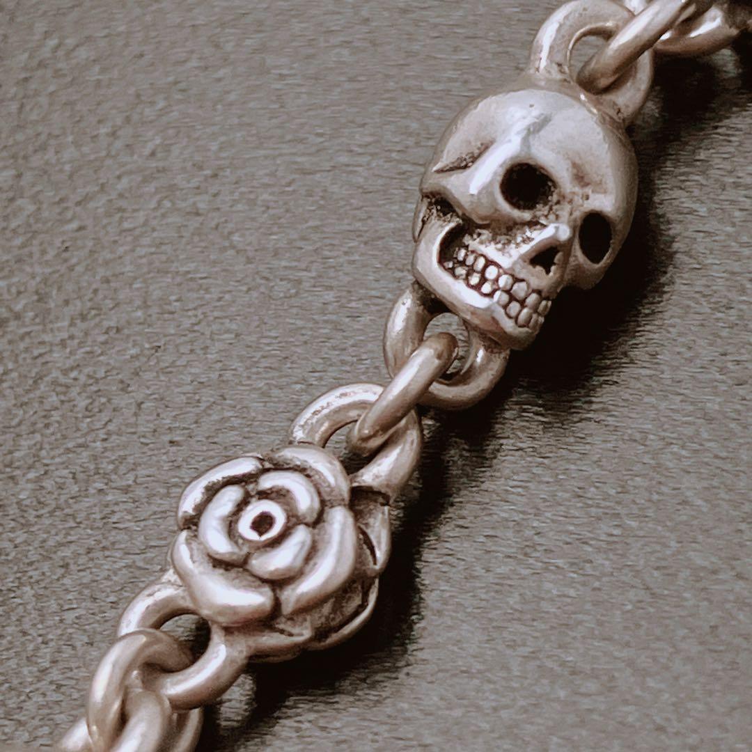 ジャスティン デイビス 925 スカル ローズ ネックレス シルバー Y718