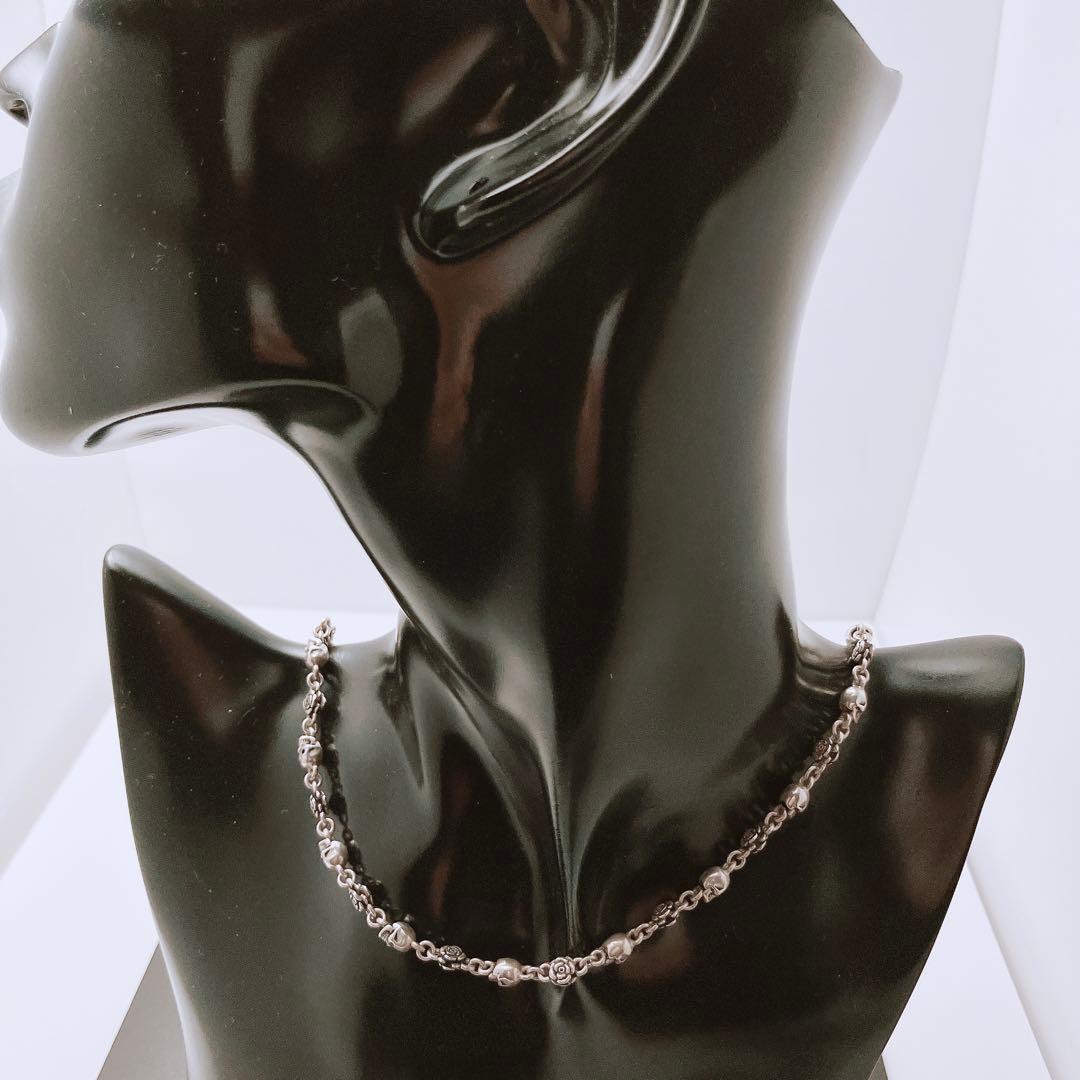 ジャスティン デイビス 925 スカル ローズ ネックレス シルバー Y718