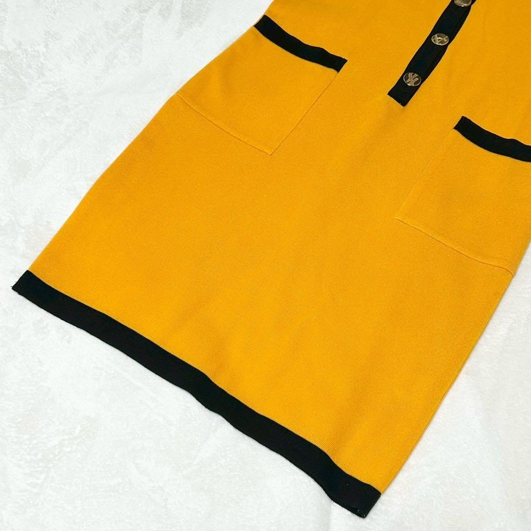 ★美品★イヴサンローラン　ワンピース　M カサンドラロゴ　金ボタン　バイカラー