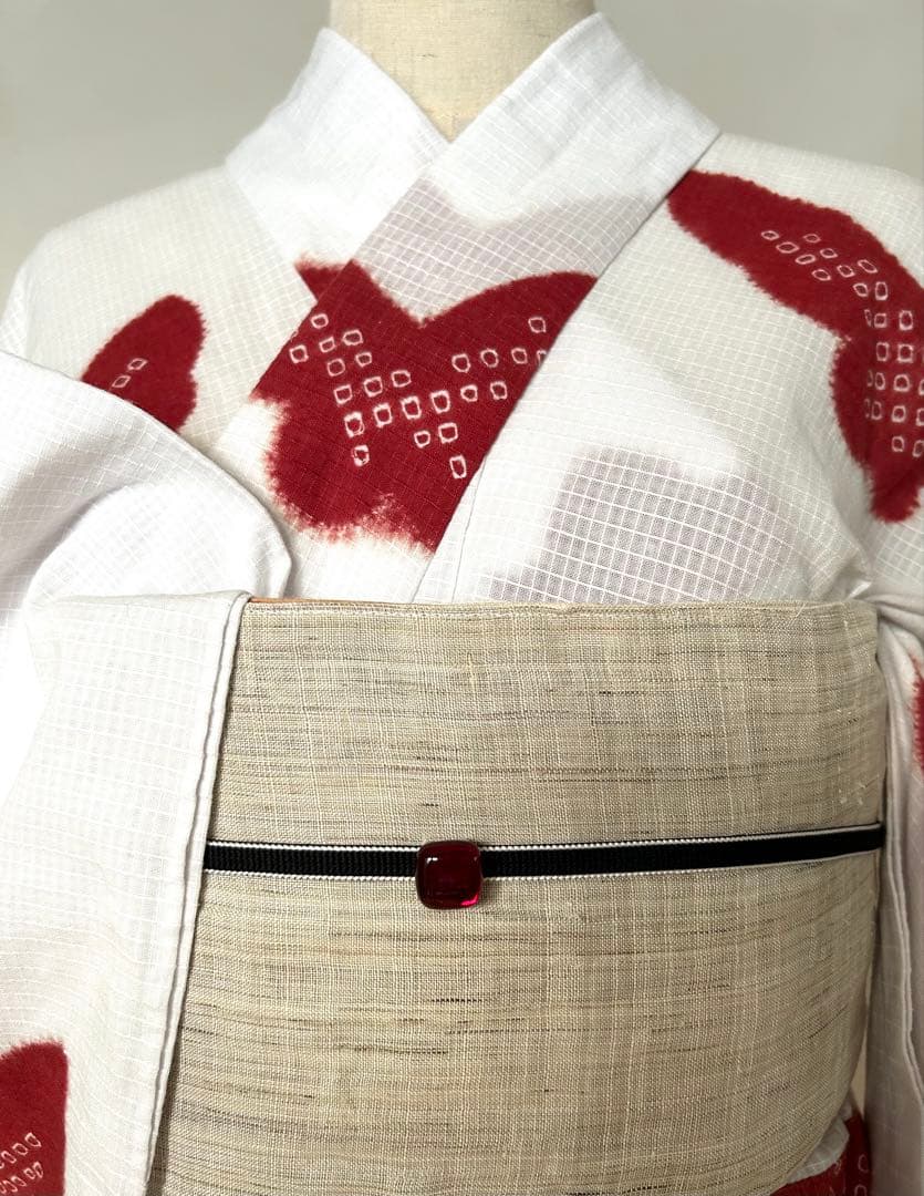 kikiさま専用 有松絞り浴衣・本麻帯・帯留3点セット