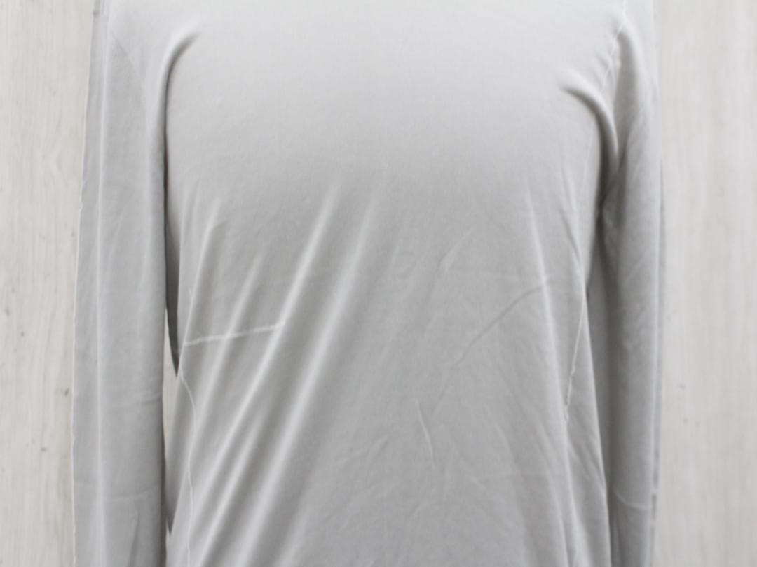 ▲HERMES エルメス クルーネックニットセーター コットン ライトグレー