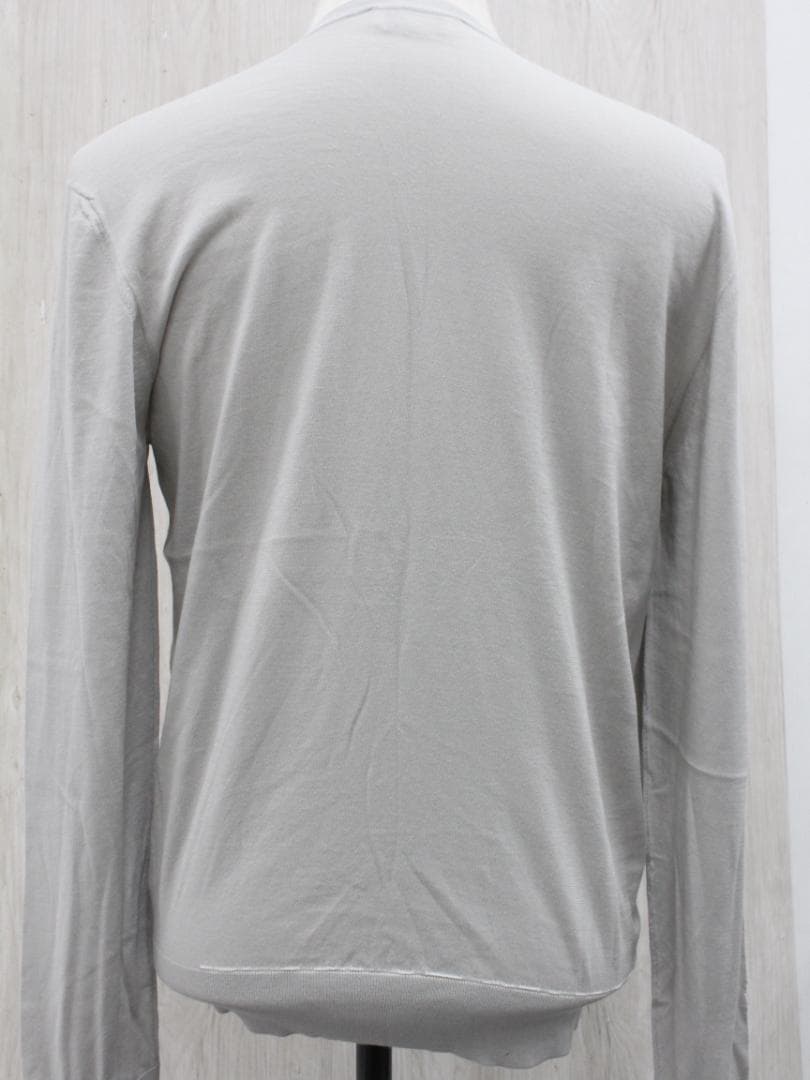 ▲HERMES エルメス クルーネックニットセーター コットン ライトグレー