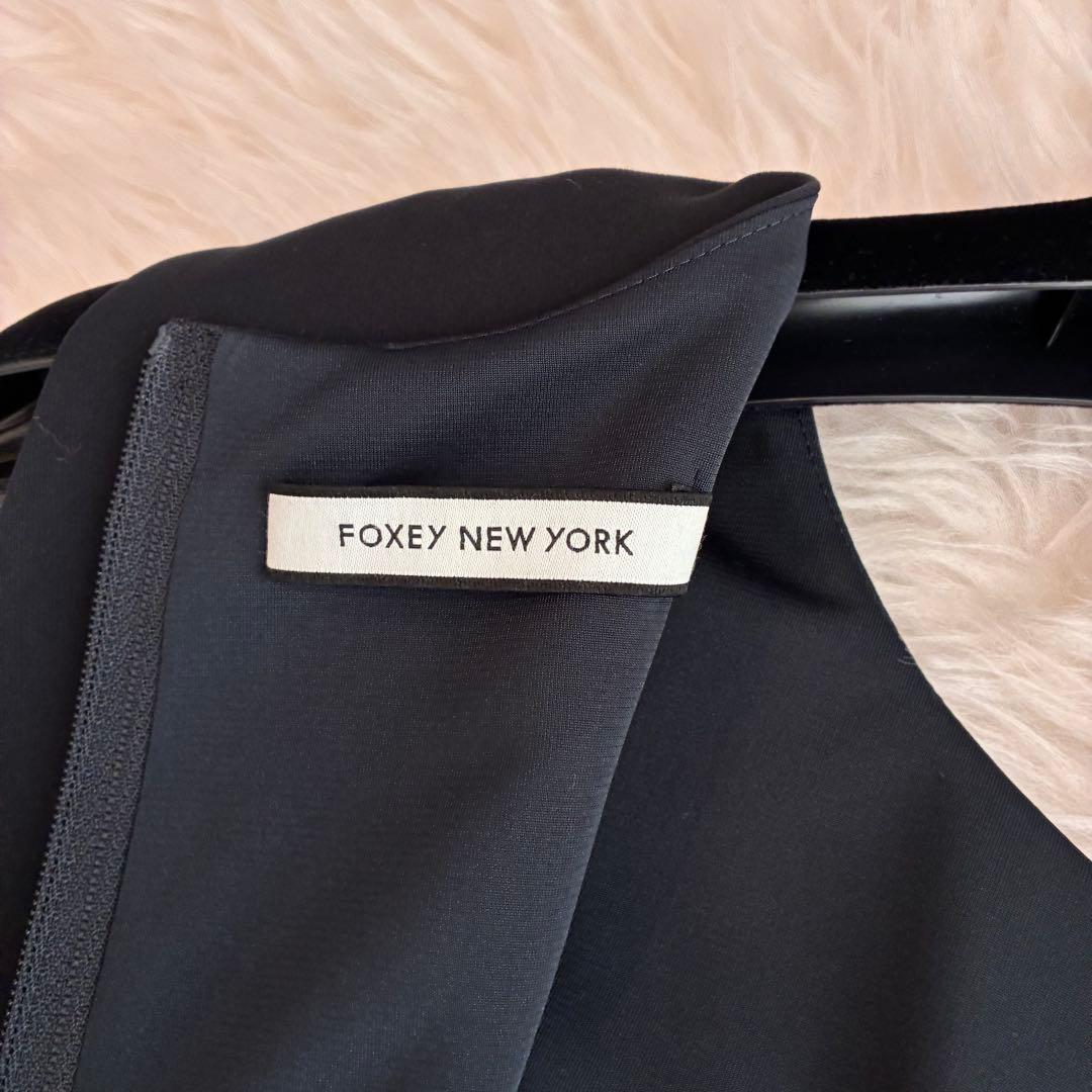美品♡フォクシーニューヨーク　プリーツタックワンピース　ネイビー　40