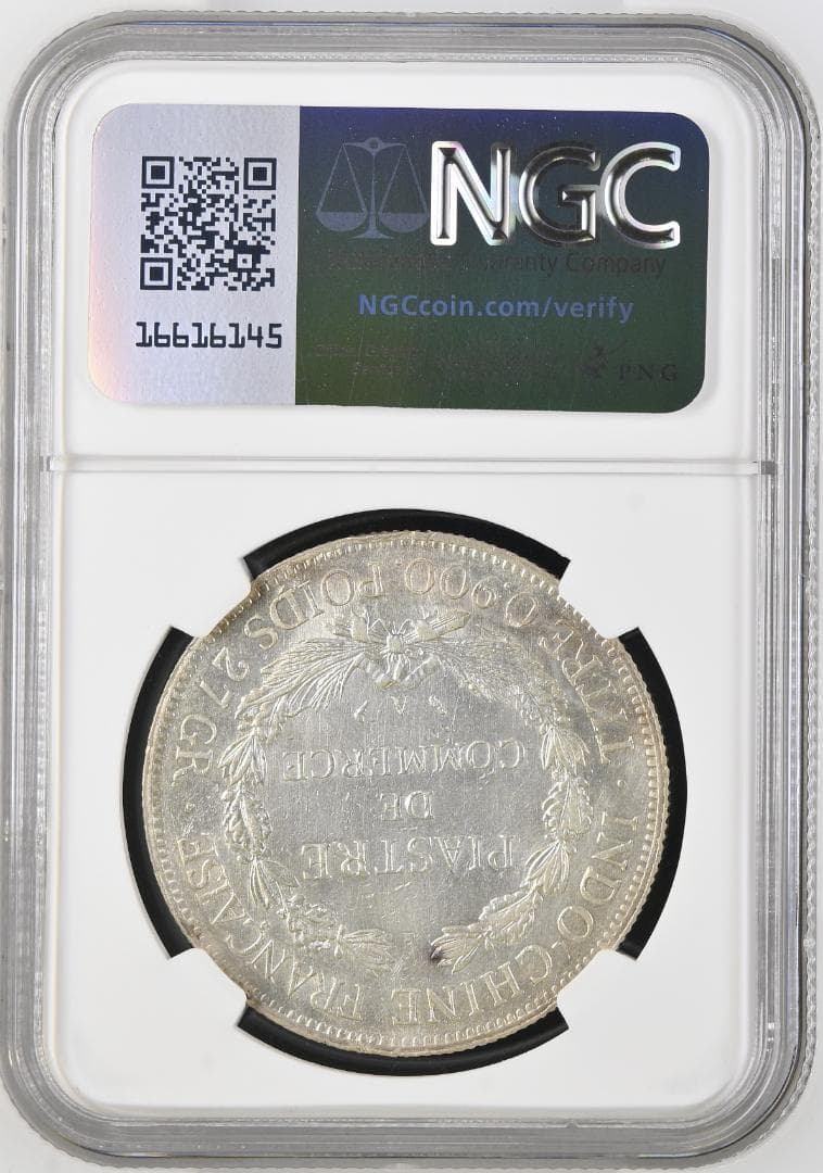 NGC-AU 1913A 洗浄 フランス領インドシナ ピアストル 銀貨女神座像