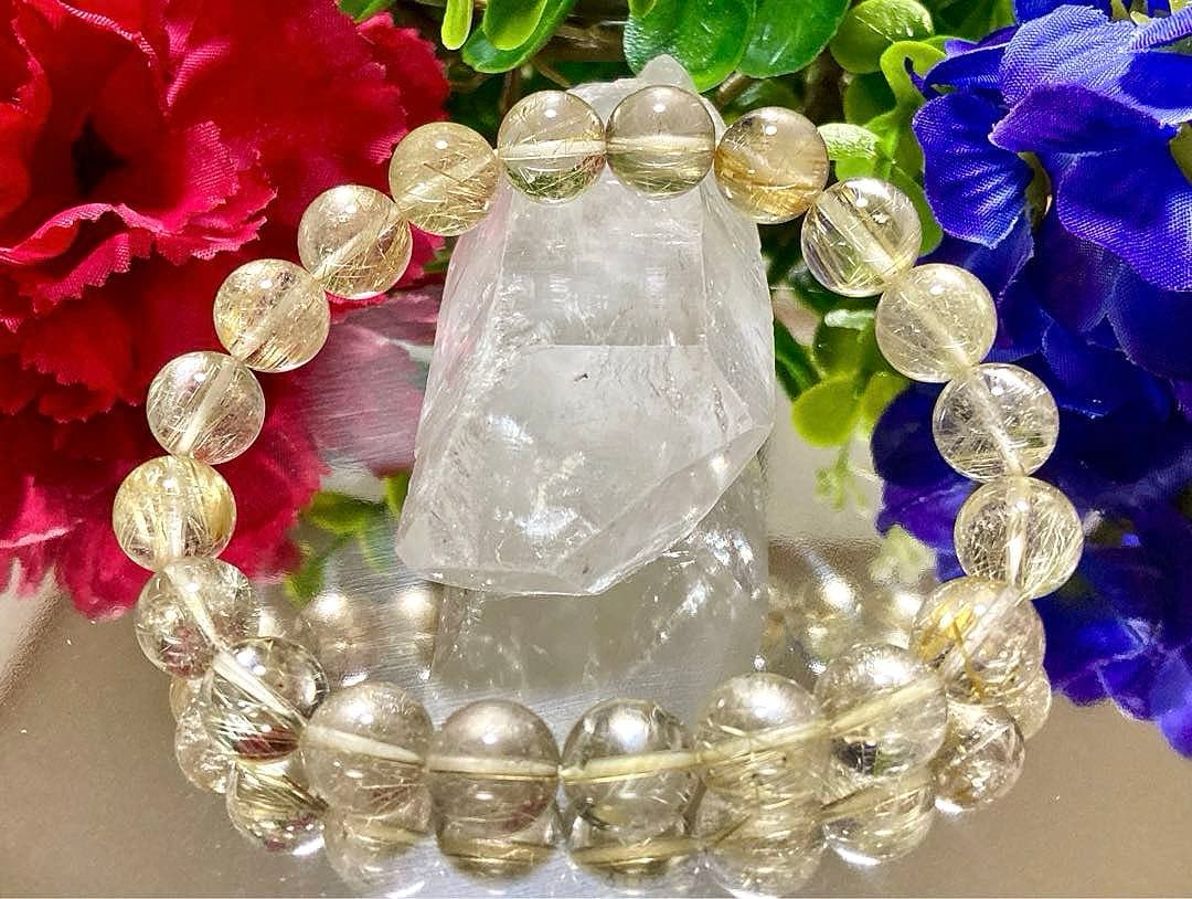 虹　最高品質　天然石の王者　ナチュラルフュージョンゴールドルチルクォーツ