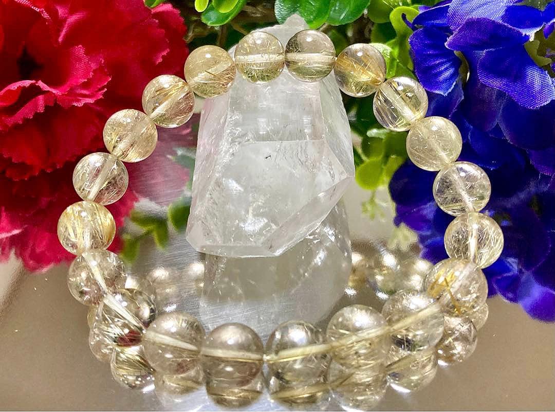 虹　最高品質　天然石の王者　ナチュラルフュージョンゴールドルチルクォーツ