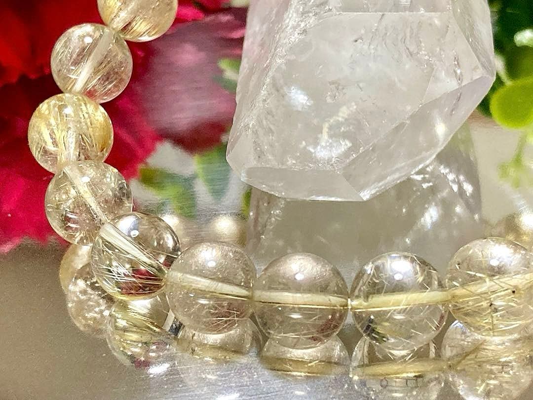 虹　最高品質　天然石の王者　ナチュラルフュージョンゴールドルチルクォーツ