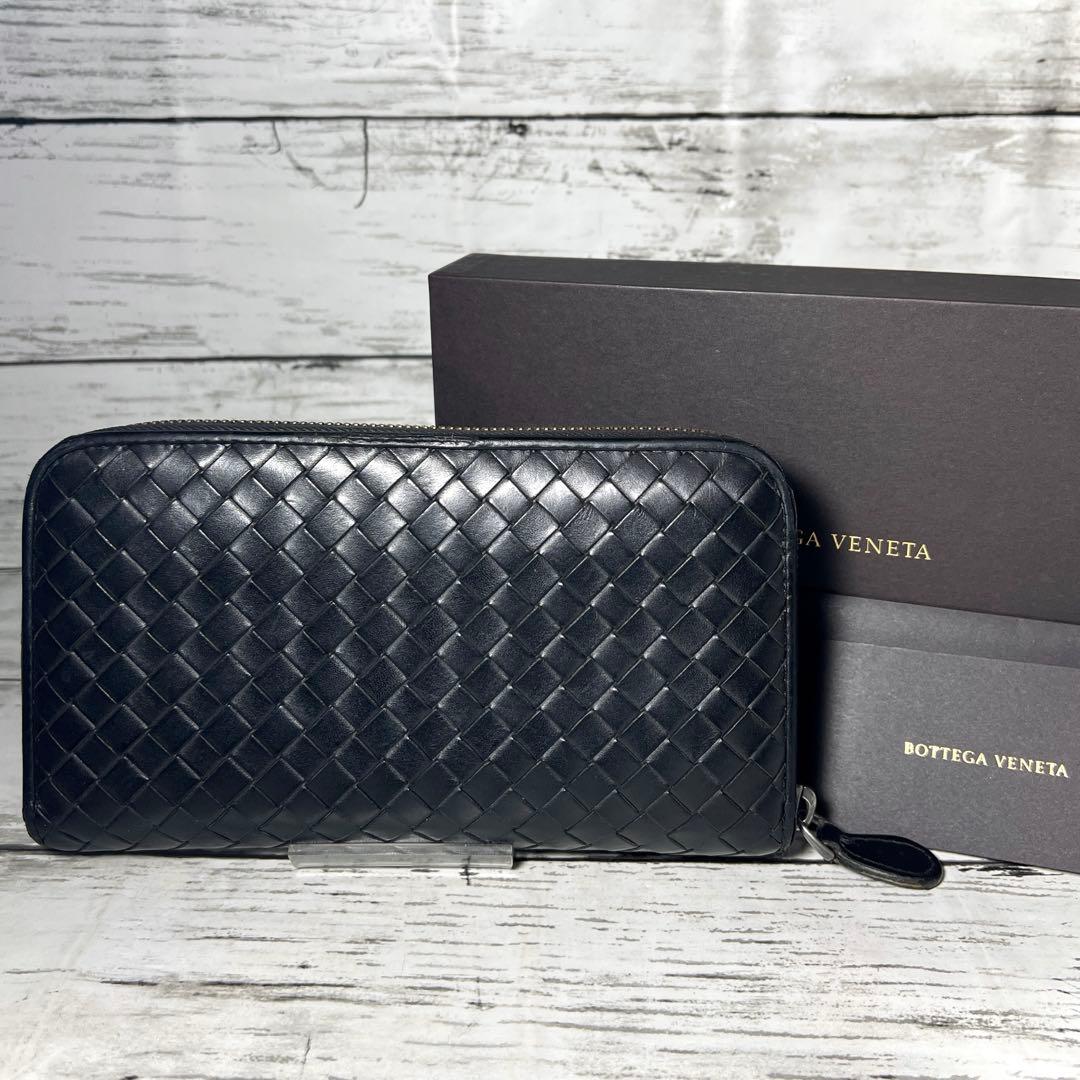 BOTTEGAVENETAボッテガヴェネタ長財布イントレチャート黒ブラック本革