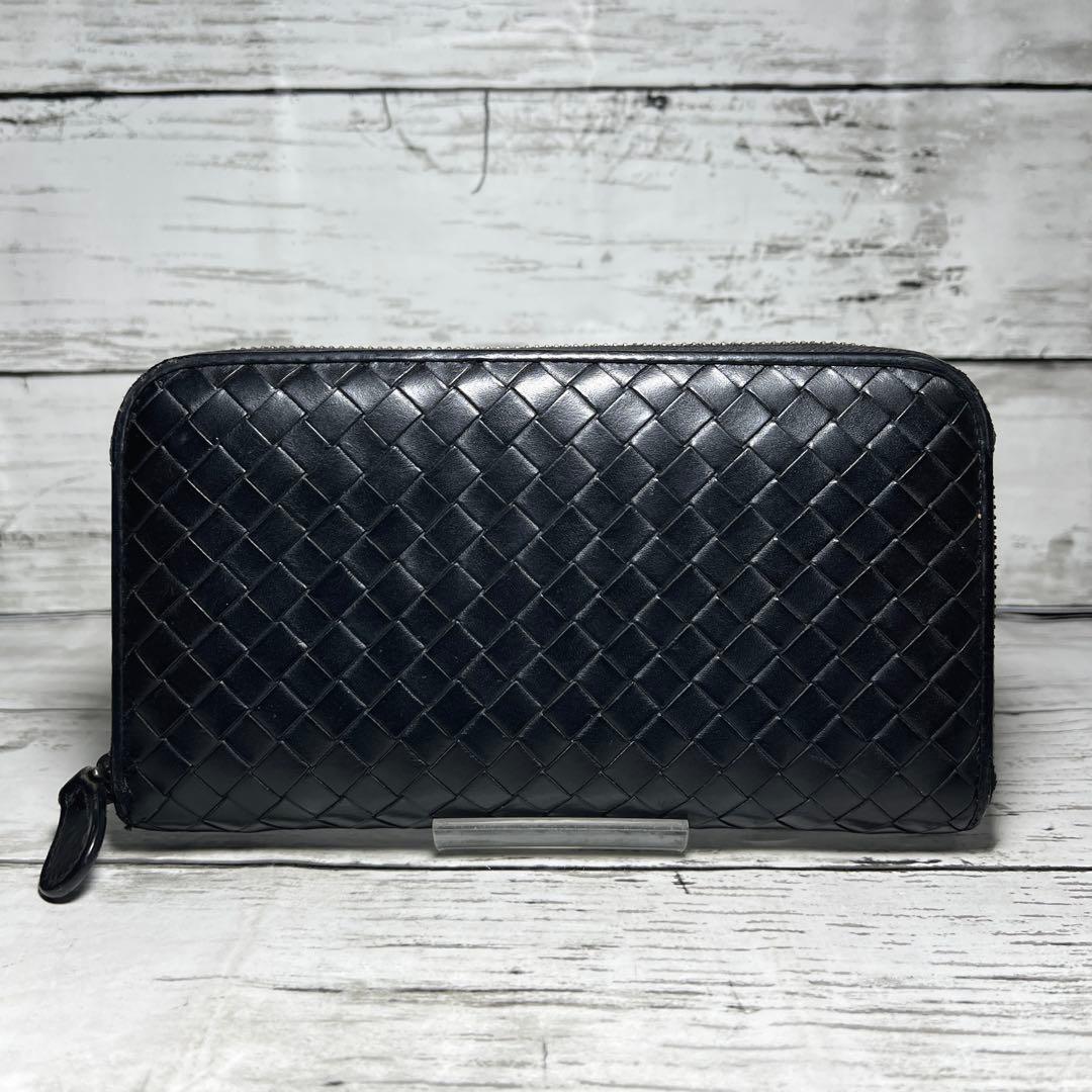 BOTTEGAVENETAボッテガヴェネタ長財布イントレチャート黒ブラック本革