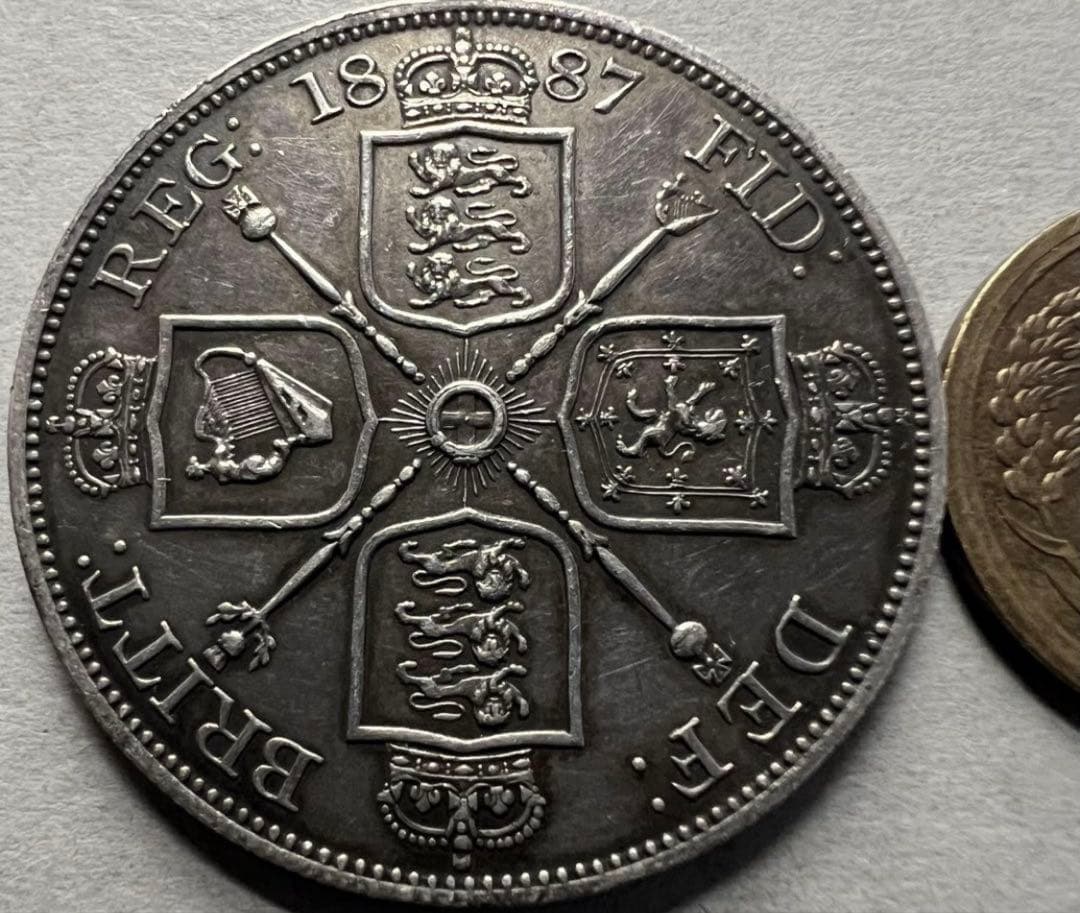 T*a様 1887年英国ジュベリーヘッドビクトリア女王 ダブルフローリン銀貨ハイ
