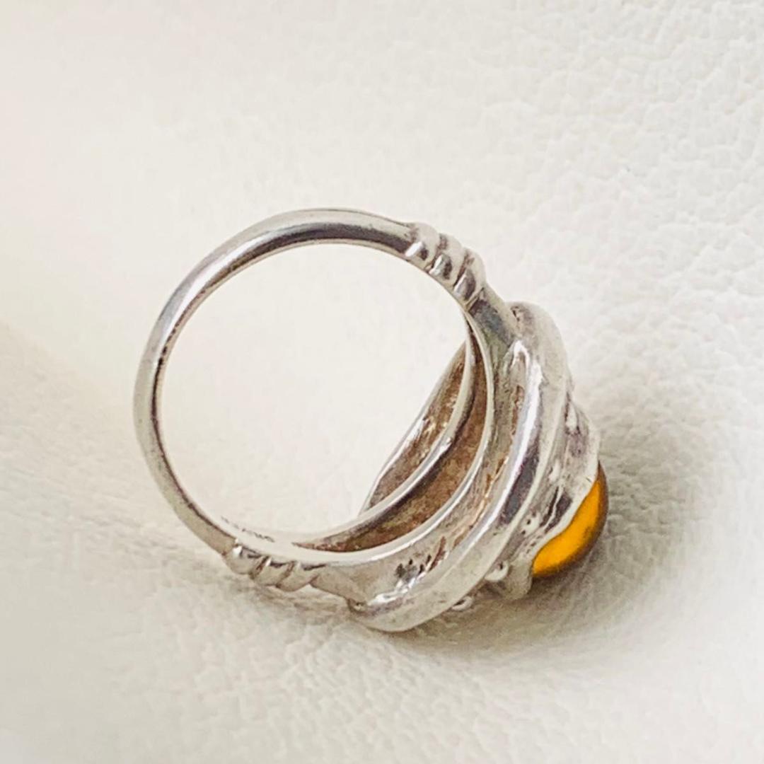 希少 YSL サンローラン silver リング 指輪 ラウンド カボション