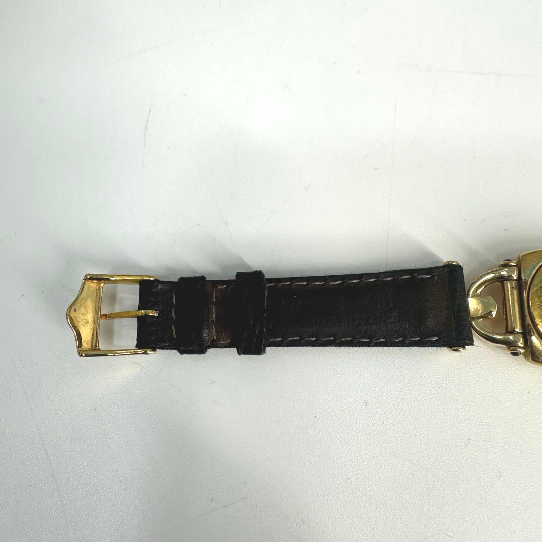 GUCCI★グッチ 時計 ホースビット腕時計 レディースゴールド 黒レザーベルト