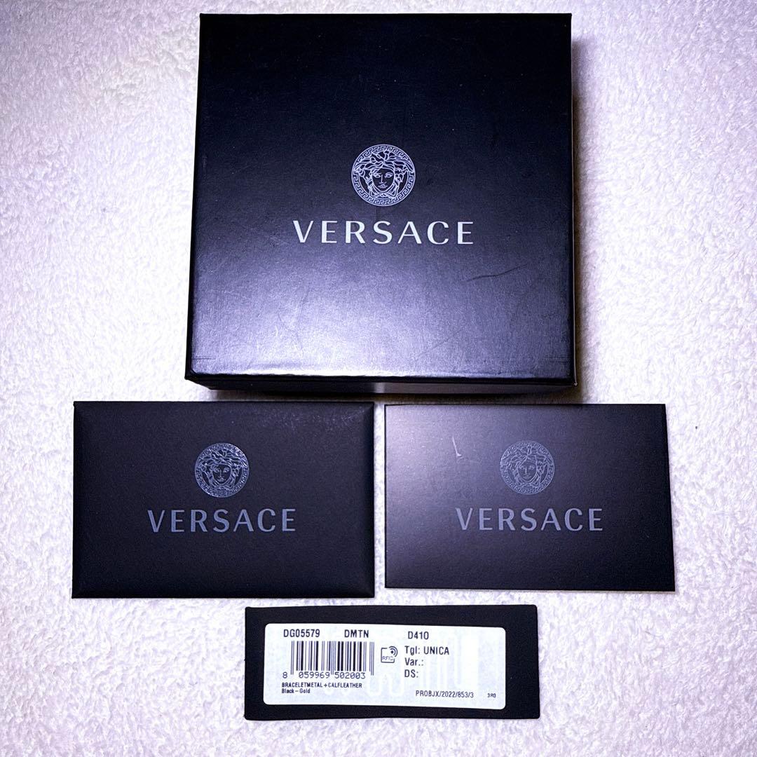 【極美品】VERSACE メデューサ レザー ブレスレット ゴールド金具 黒