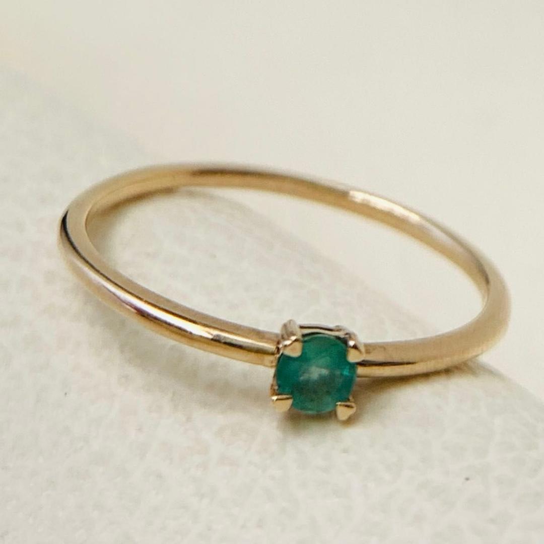 k10 エメラルド イエローゴールド シンプル リング 指輪 11号 10金