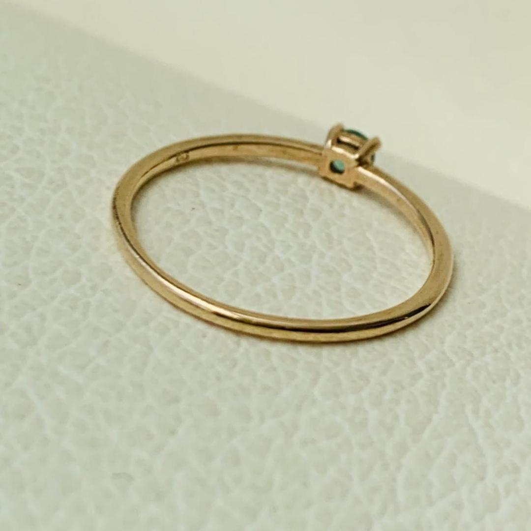 k10 エメラルド イエローゴールド シンプル リング 指輪 11号 10金