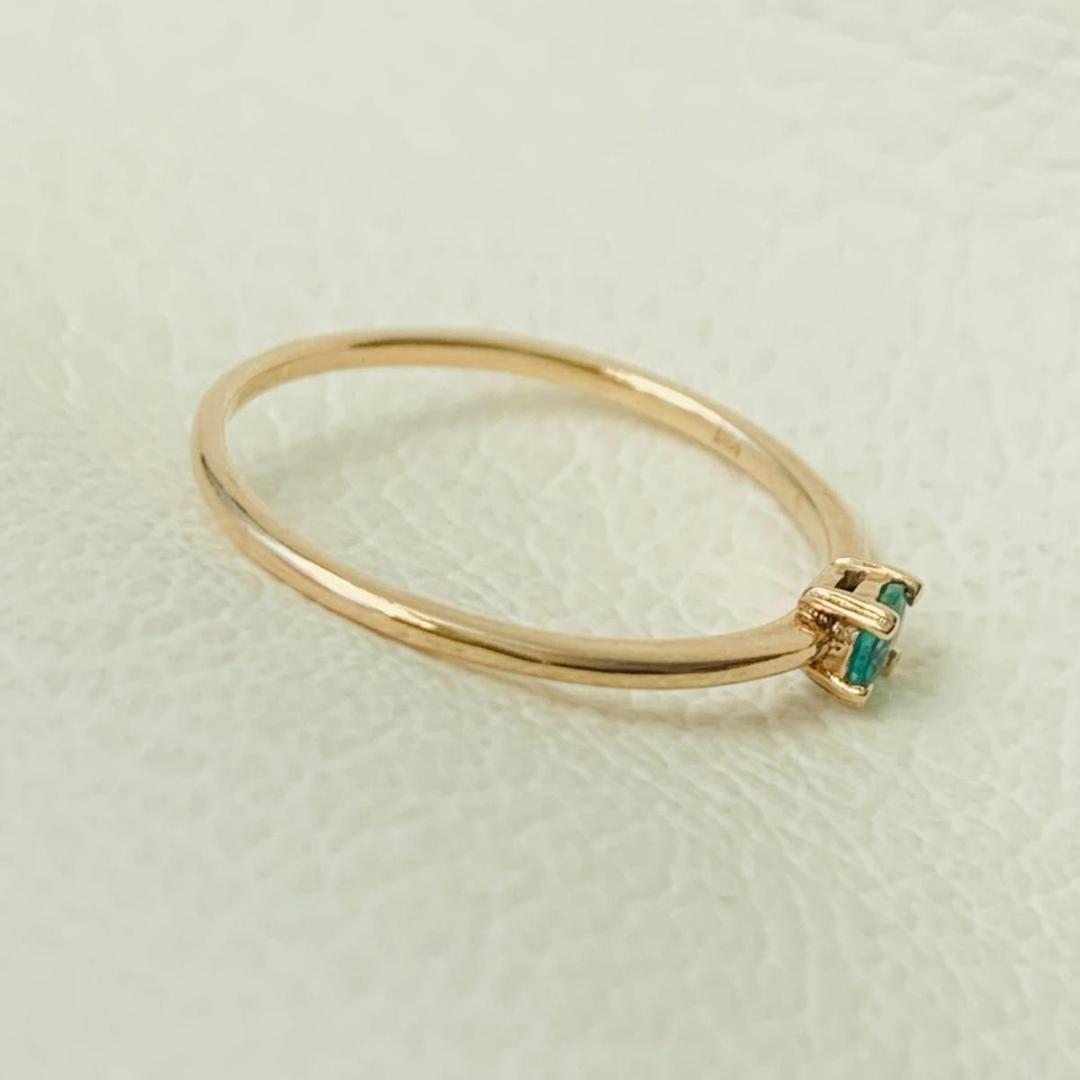 k10 エメラルド イエローゴールド シンプル リング 指輪 11号 10金