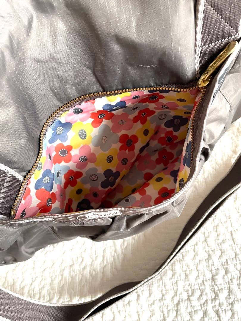 レスポートサック kippis コラボ ボストンバッグ ブラウン　花柄