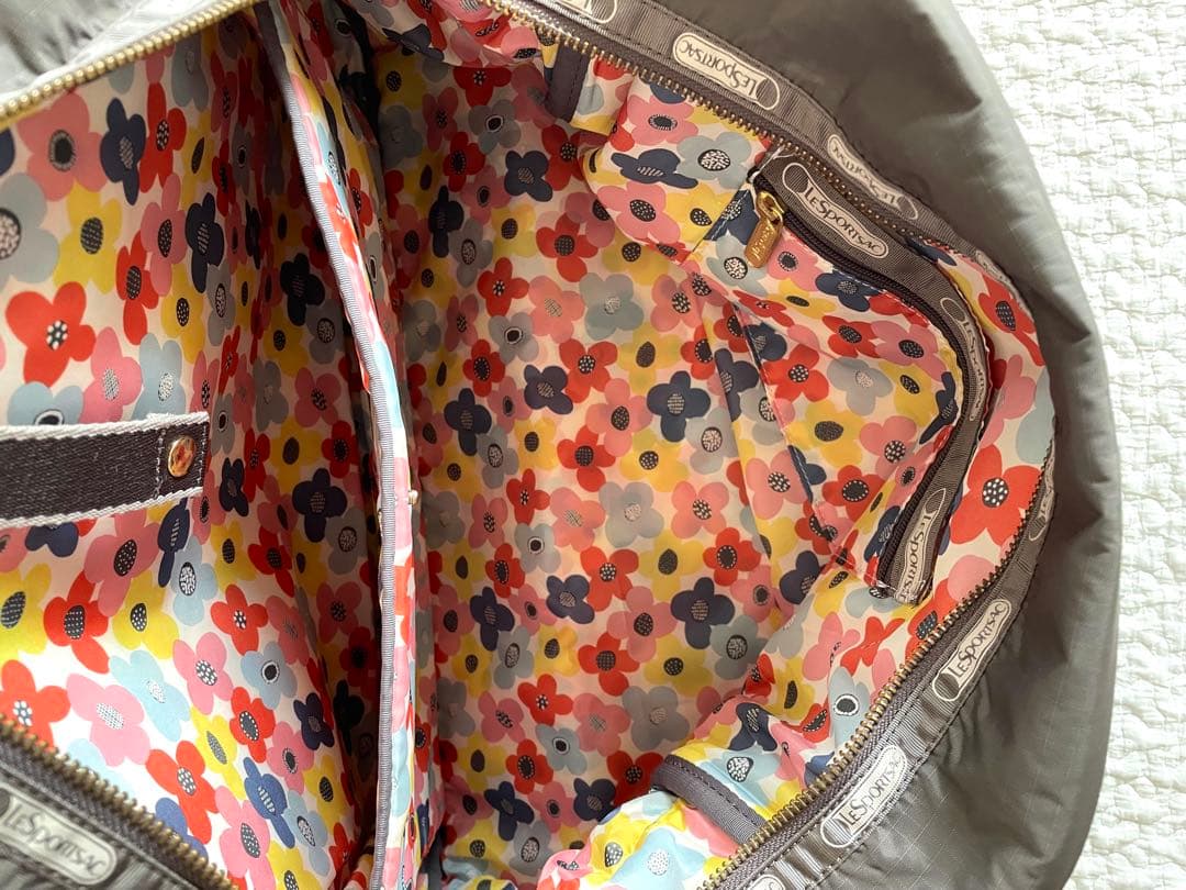 レスポートサック kippis コラボ ボストンバッグ ブラウン　花柄