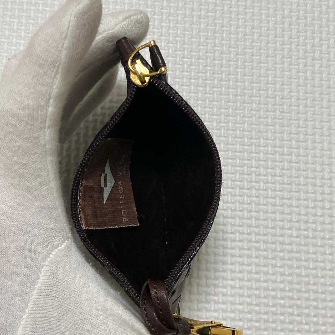 ・未使用BOTTEGA VENETAレザーケース　濃茶　キーリング 袋付き