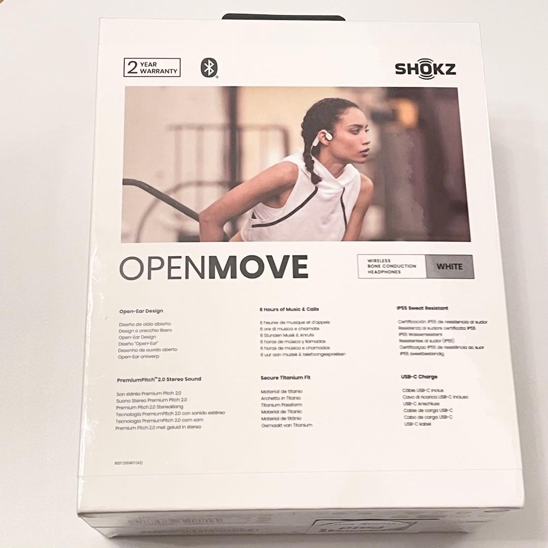 【新品未使用】SHOKZ OPENMOVE ワイヤレス骨伝導ヘッドフォン 白