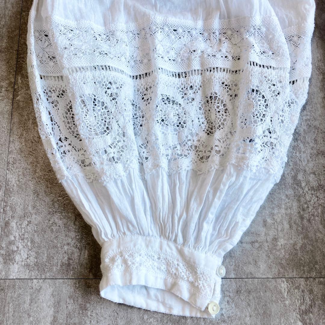 定価2万　未使用級⭐️ヌキテパ コットンボイル レースブラウス　白　Fサイズ