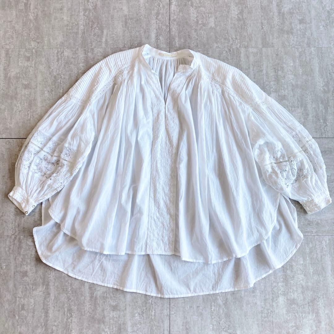 定価2万　未使用級⭐️ヌキテパ コットンボイル レースブラウス　白　Fサイズ