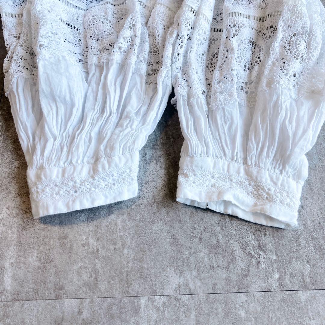 定価2万　未使用級⭐️ヌキテパ コットンボイル レースブラウス　白　Fサイズ