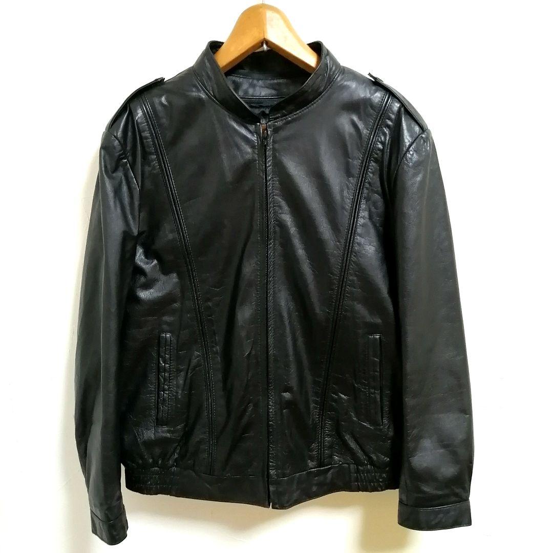 80s カウレザージャケット　ブルゾン　シングル　ライナー　ユーロ