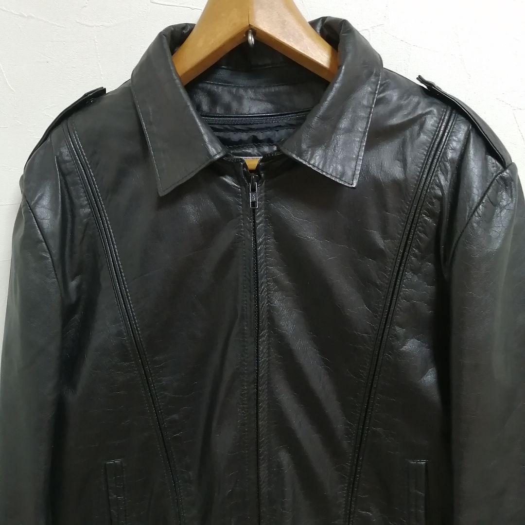 80s カウレザージャケット　ブルゾン　シングル　ライナー　ユーロ