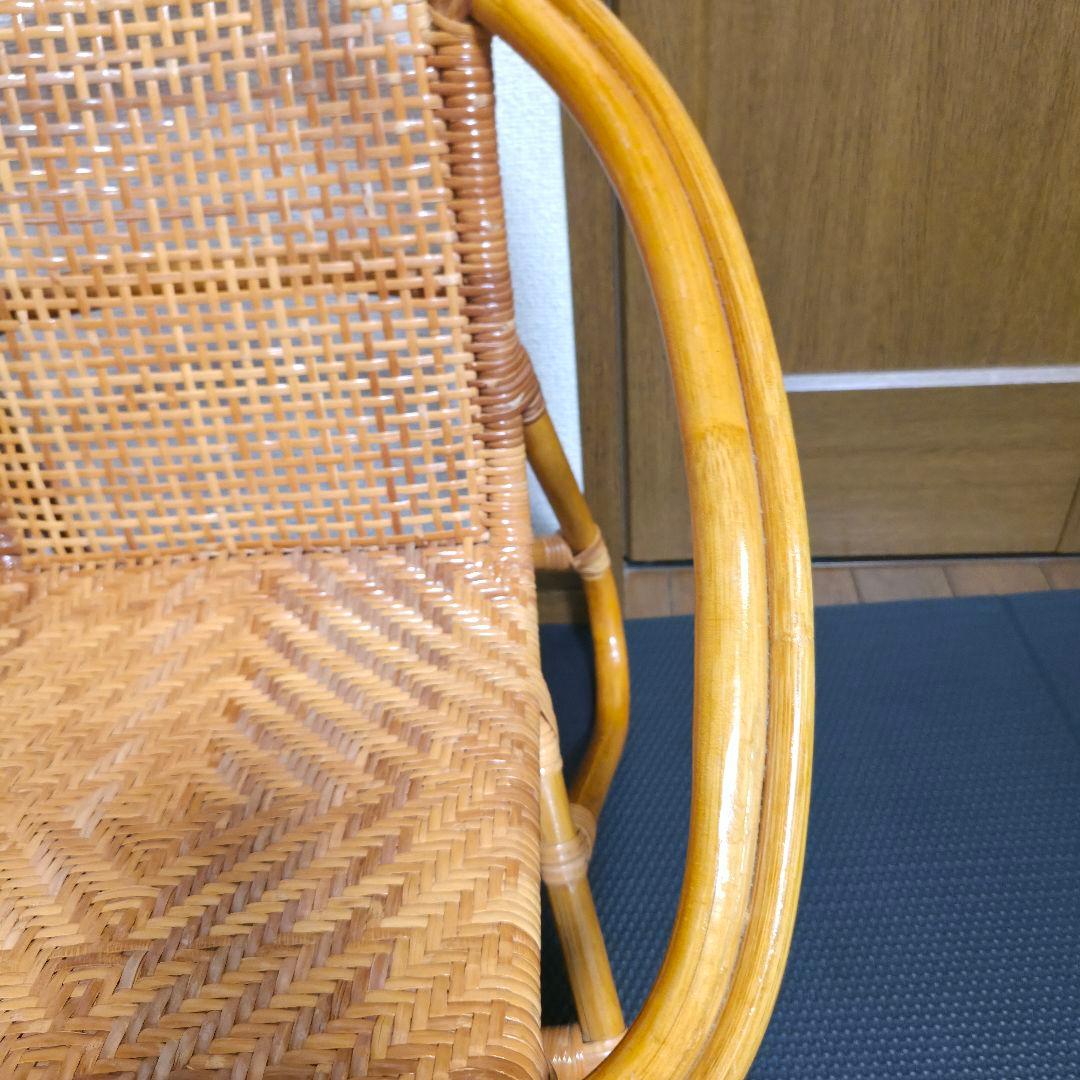 古家具　ナチュラル　天然素材　籐ラタンフレーム ラタンチェア 椅子 アームチェア
