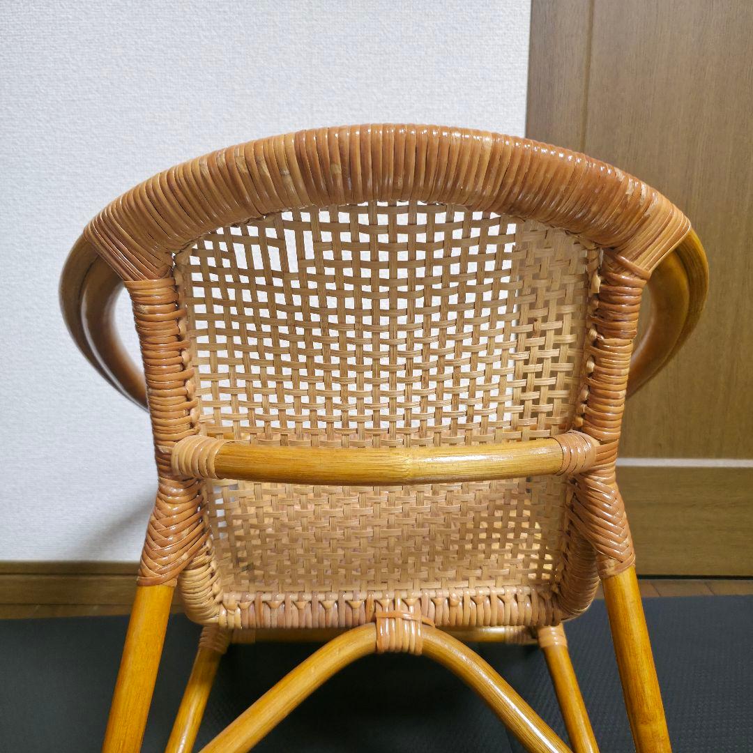 古家具　ナチュラル　天然素材　籐ラタンフレーム ラタンチェア 椅子 アームチェア