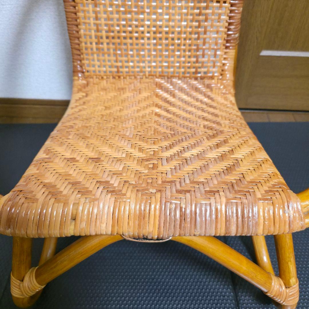 古家具　ナチュラル　天然素材　籐ラタンフレーム ラタンチェア 椅子 アームチェア