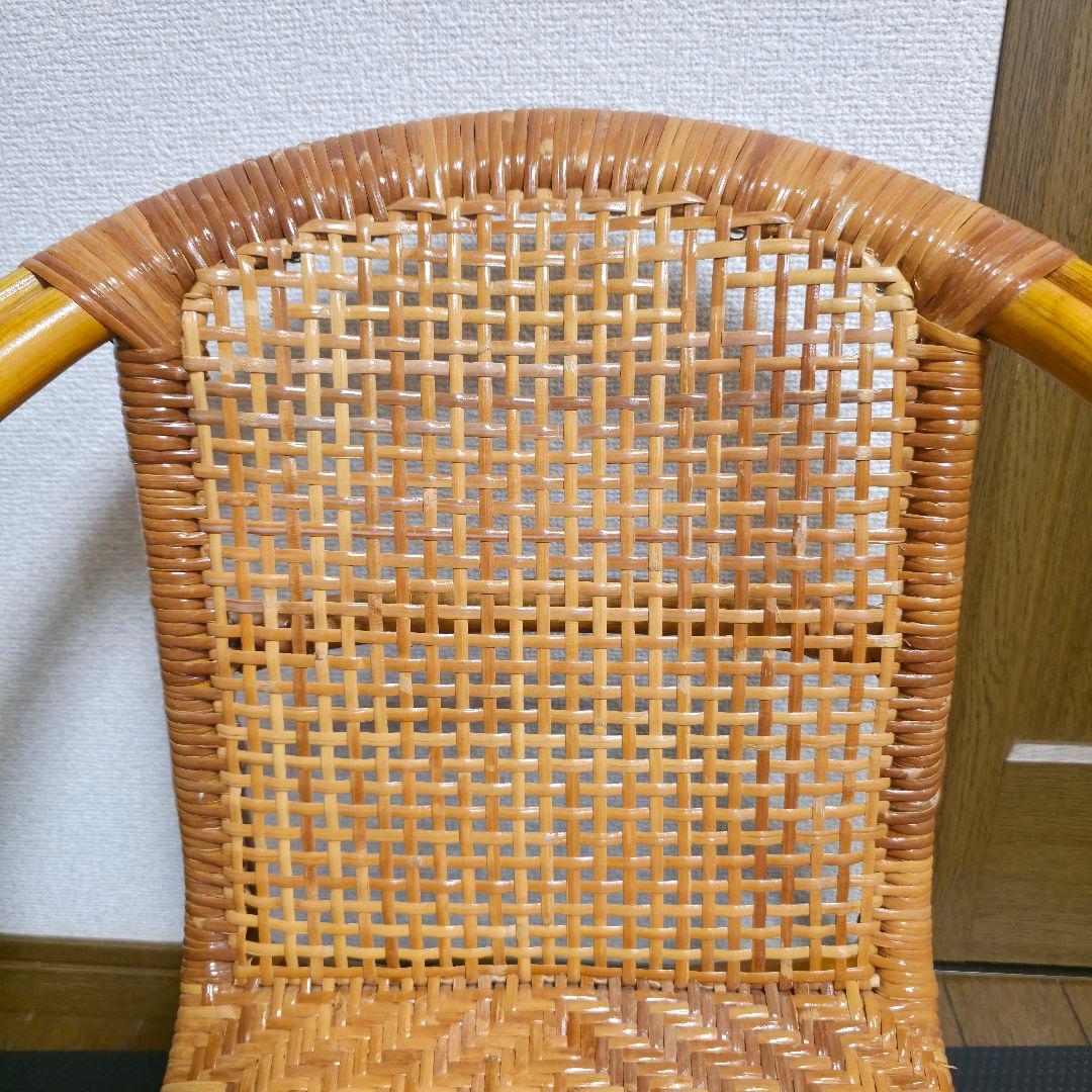 古家具　ナチュラル　天然素材　籐ラタンフレーム ラタンチェア 椅子 アームチェア
