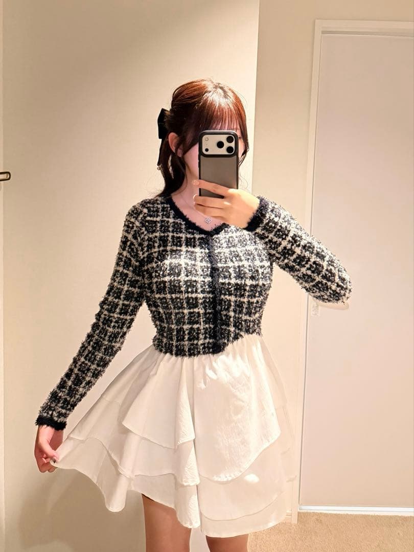 Darich ダーリッチ ツイードニットミニワンピース(FL)