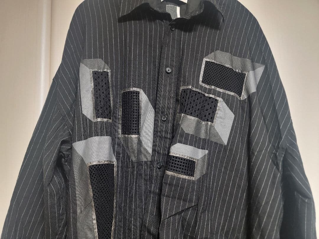 トップス FACETASM stripe mesh panel shirt L