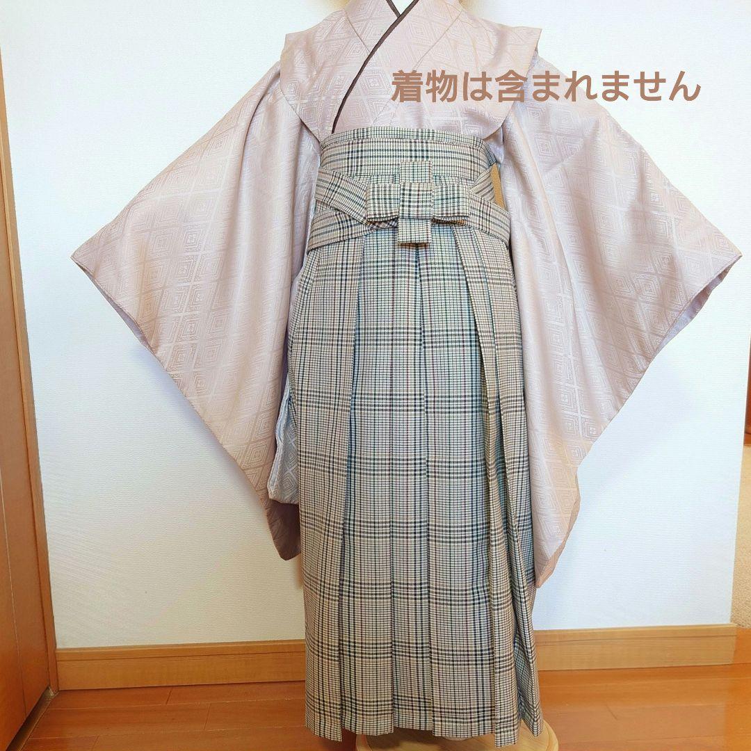 ５歳チェック袴単品　 簡単本格袴　紐下60　懐剣付　ハンドメイド　男の子