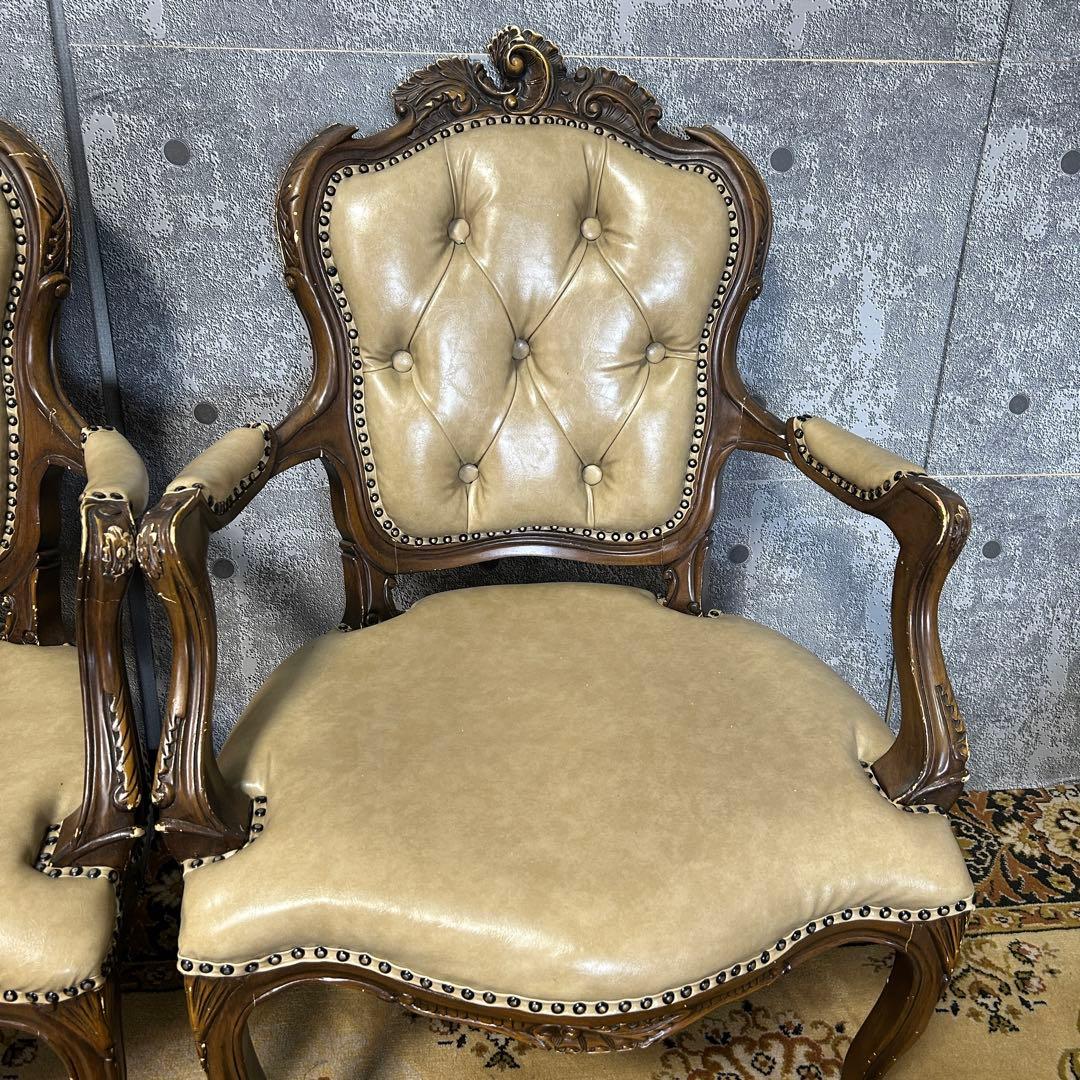 カナ5꧁クラシック家具꧂シンフォニーチェア サロン アーム 鋲打ち 猫脚
