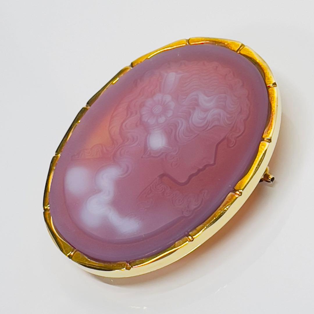 メノウカメオK18ペンダントとブローチ2way