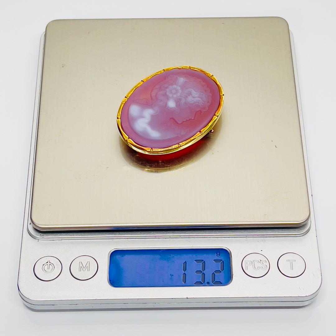 メノウカメオK18ペンダントとブローチ2way