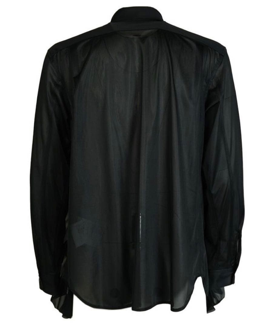 26SS コムデギャルソンオムプリュス　ジップフリルブラウス　シャツ　BK L