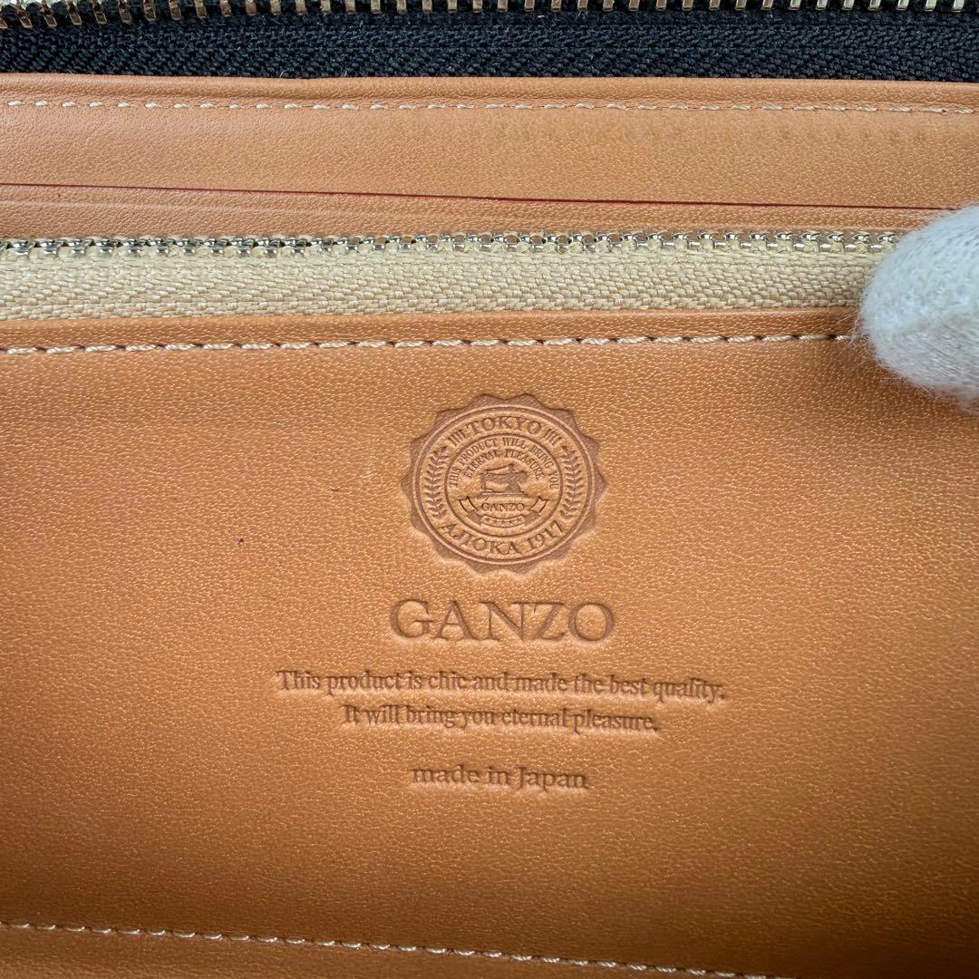 【美品】GANZO ガンゾ 長財布 ラウンドジップ コードバン レザー ブラック
