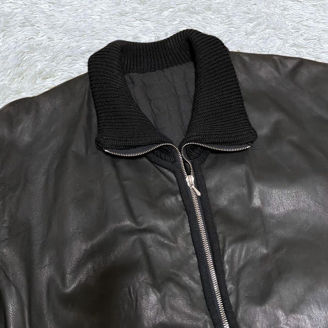 アニエスベー オム レザー ボンバー ジャケット サイズ2 実寸XL相当 黒
