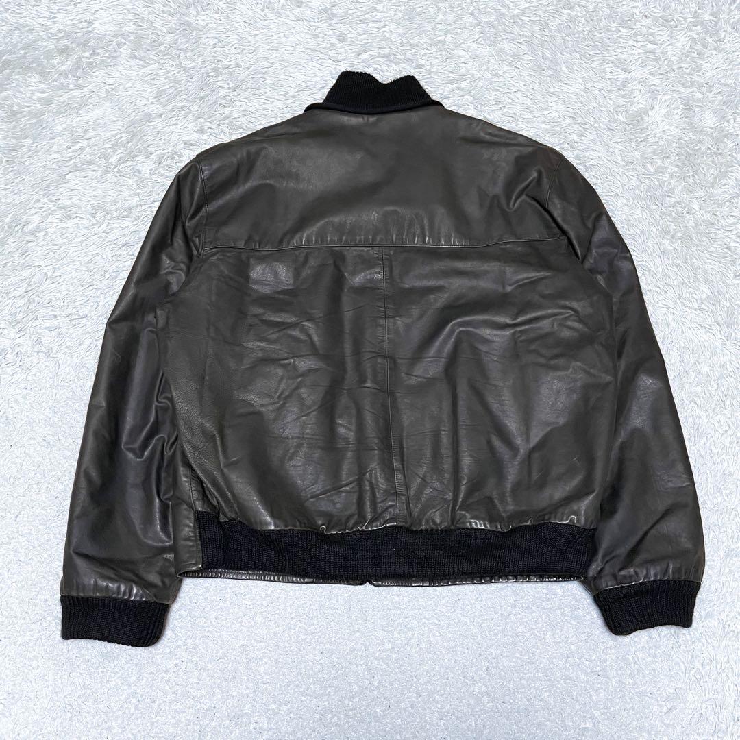 アニエスベー オム レザー ボンバー ジャケット サイズ2 実寸XL相当 黒