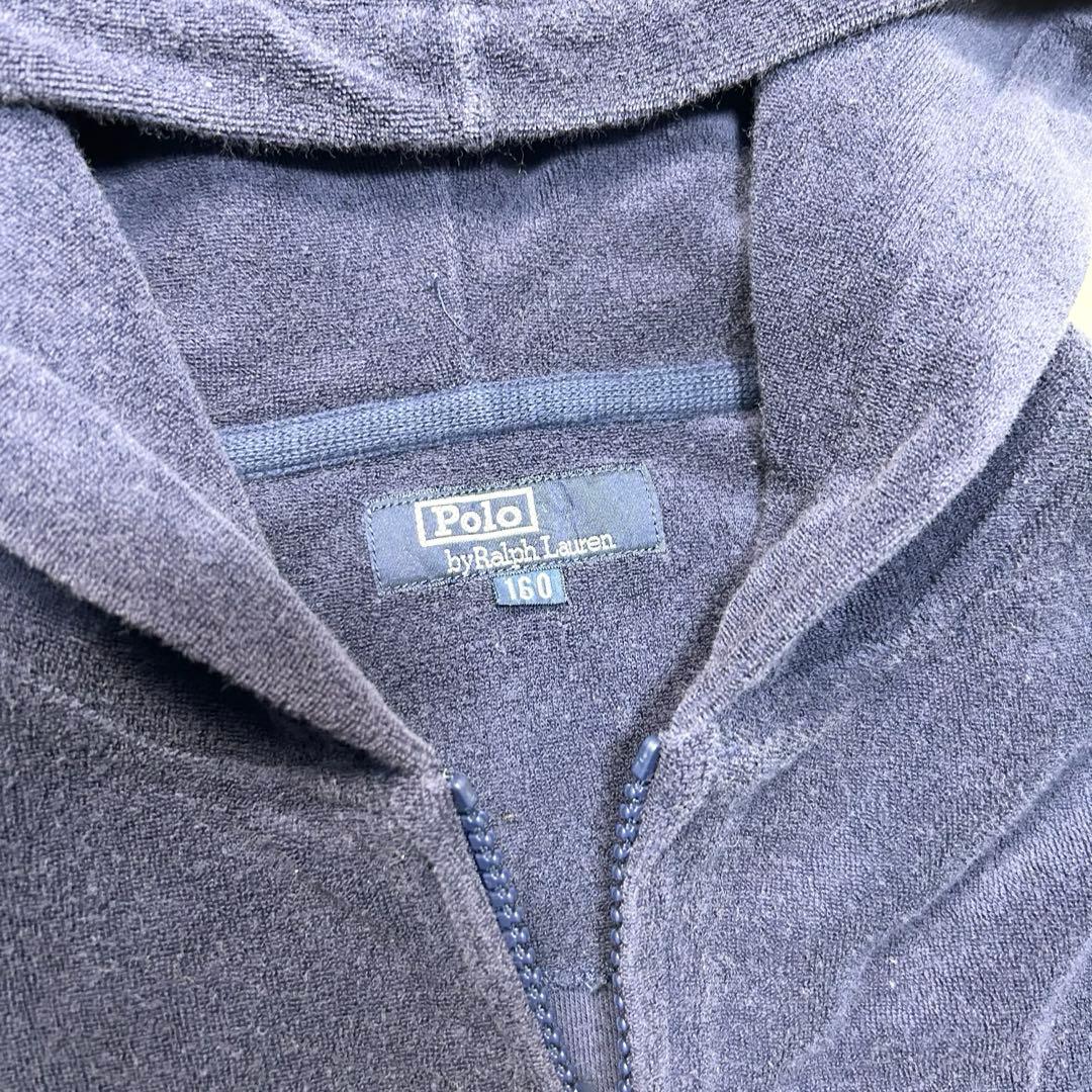 90s ポロバイラルフローレン ジップアップパーカー ネイビー メンズS相当