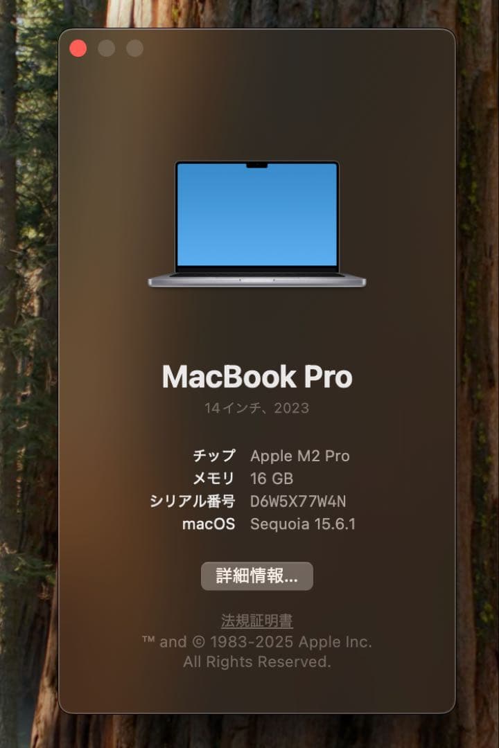 MacBook Pro 2023 M2Pro 14インチ 16GB