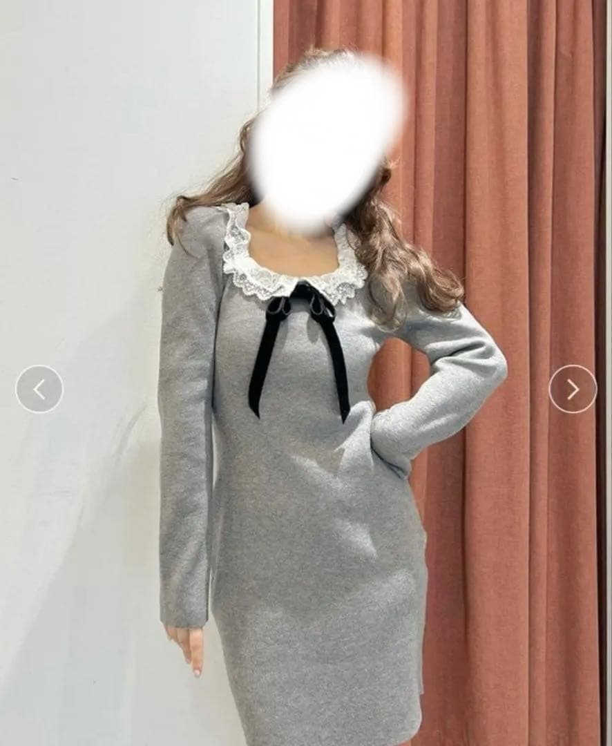 即発送【※ウサギオンライン完売限定商品】SNIDELフリルネックニットワンピース