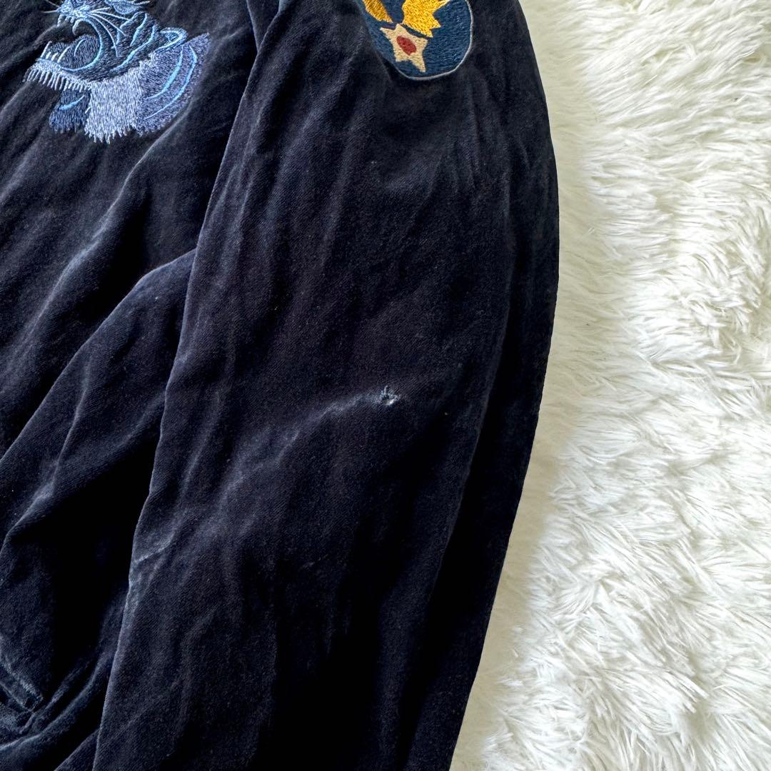 希少/XLサイズ✨AVIREX スカジャン　別珍　ベロア　キルティング　ワッペン