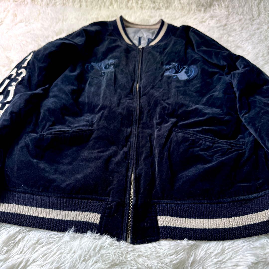 希少/XLサイズ✨AVIREX スカジャン　別珍　ベロア　キルティング　ワッペン