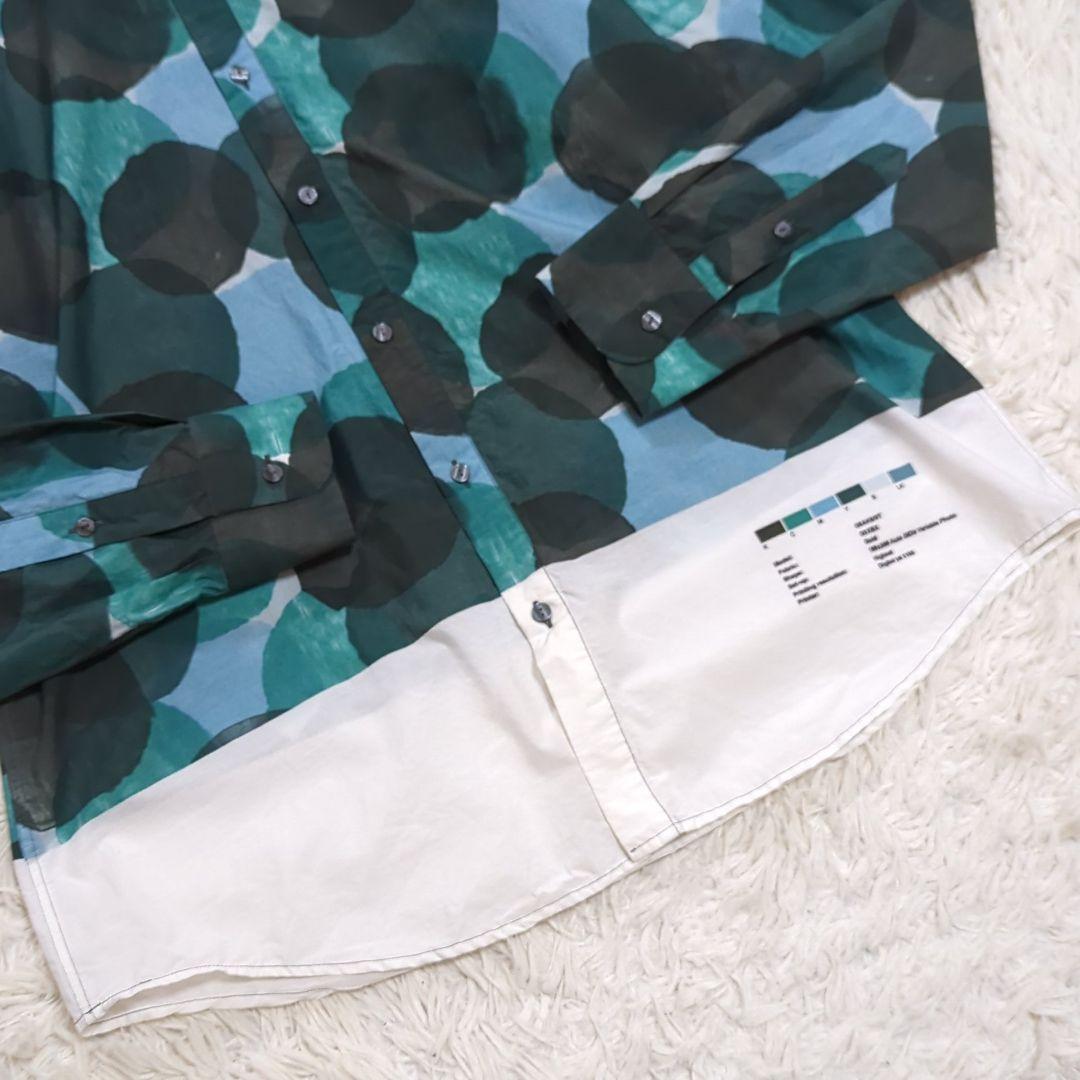 美品 42 DOLCE&GABBANA 水玉 ドット 総柄 ドレスシャツ