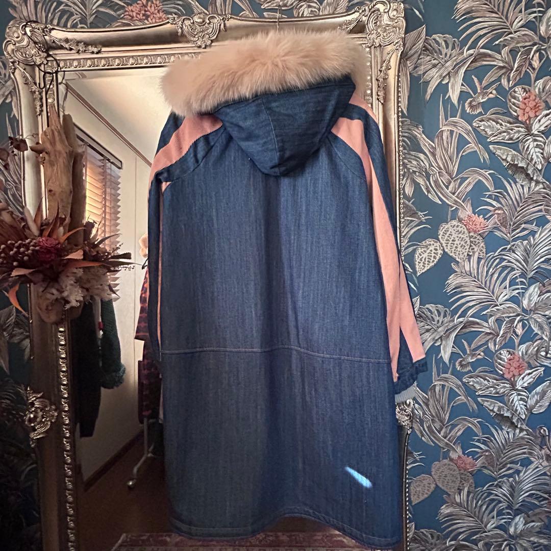 【美品】ツモリチサト モッズコート デニム✖️コーデュロイ ファー付き